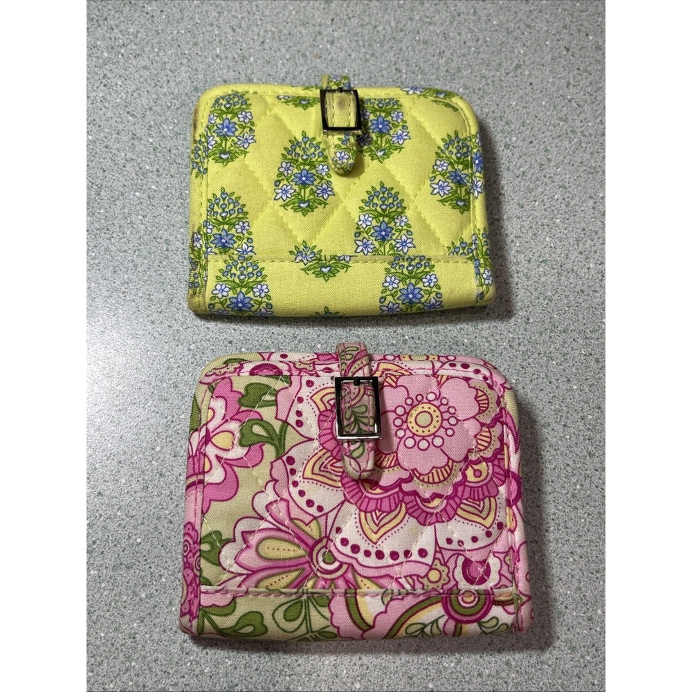 Woman's Vera Bradley I.D. Credit Card Holder  Pink Green Floral Design Lot Of 2
